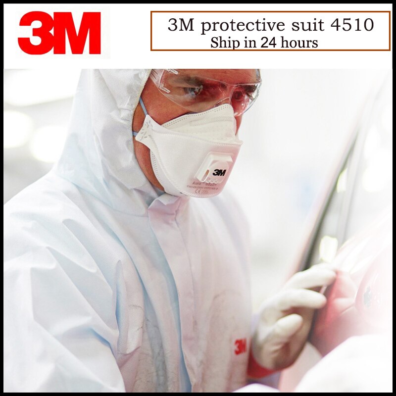3M 4510 Safety Clothing Chemical Disposable Protective Coverall Hooded Suit Anti Particles/Limited Liquid Chemical splash LT074