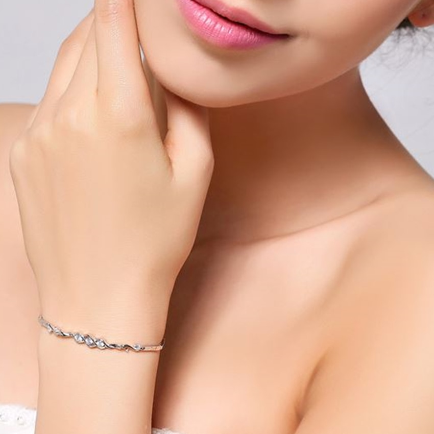 Nehzy 925 sterling sølv kvinde armbånd dejlige hjerte-formetprinsess lilla krystal fine smykker