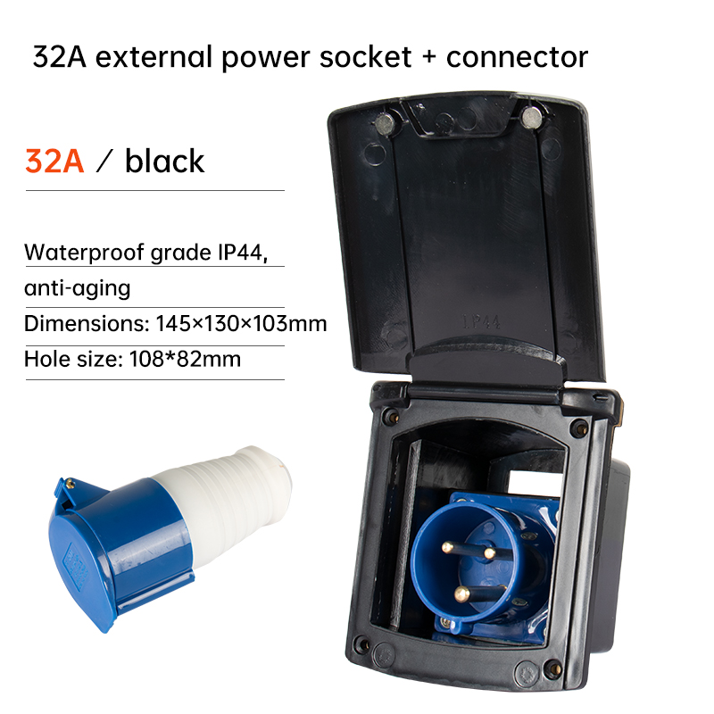 RV External Power Connector 220V-240V 16A External Flush Hook Up Waterproof Plug Socket Camper Caravan Accessories: grey