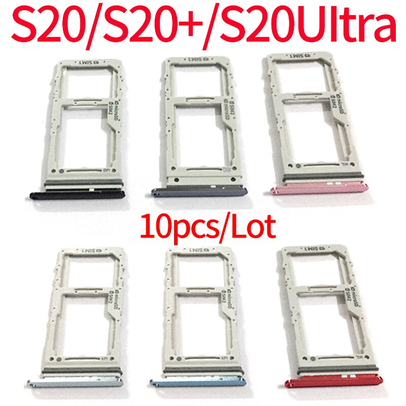 10 unids/lote bandeja Sim soporte para Samsung Galaxy S20 S20 + S20 + PLUS + S20 ULTRA bandeja de la tarjeta SIM ranura titular adaptador de piezas de reparación