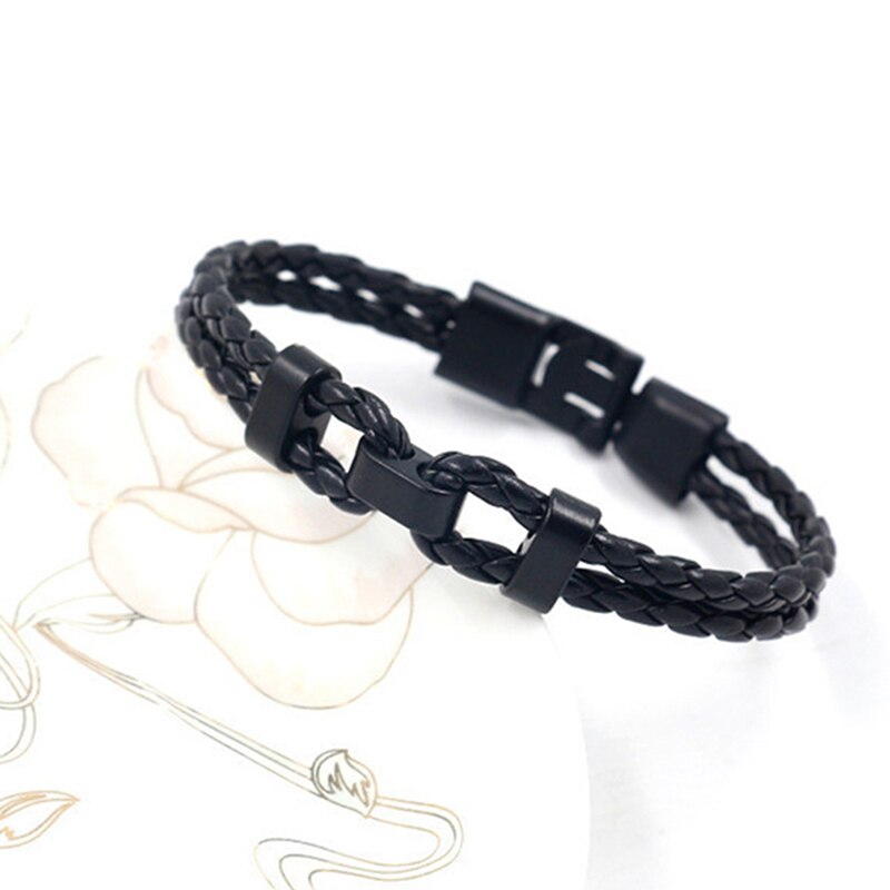 Diy Hand-woven Jewelry Wrap Multilayer Leather Braided Rope Wristband For Men Brown Black Leather Bracelet