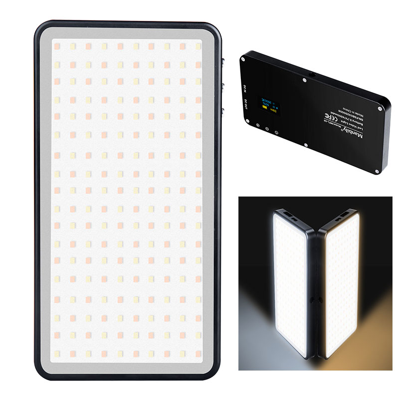 Manbily MF-06 Dimbare LED Video Licht Ultra Dunne Oled-display 96 Pcs leds CRI96 + Bi-Kleur Fotostudio licht voor DSLR Camera 'S