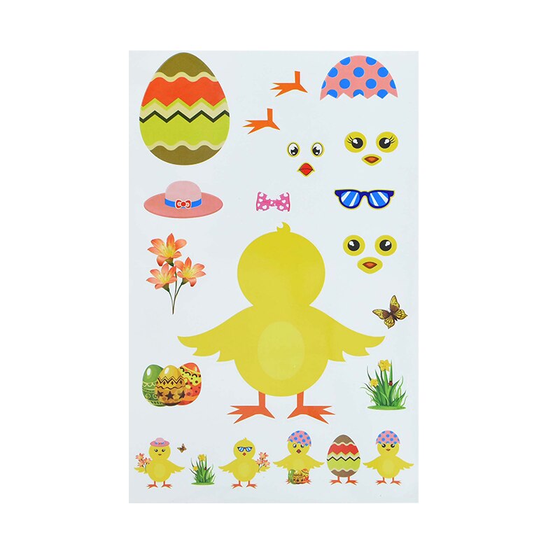 10pcs DIY Happy Easter Sticker Cartoon Bunny Carrot Eggs Face Sticker Happy Easter Party Supplies Classroom Children Activity 75: B04