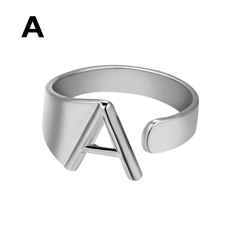 Rinhoo A-Z 26 Letter Initials Ring For Women Trendy 3 Color Name Alphabet Chunky Adjustable Finger Female Party Jewelry Men: Lemon yellow