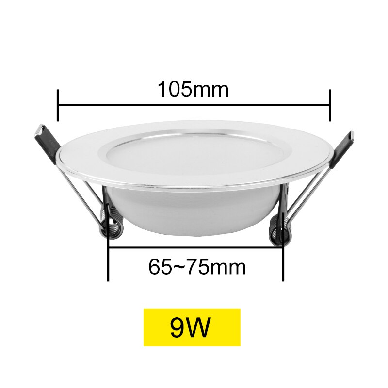 Led-alasvalo 3w 5w 7w 9w 12w 15w 220v 230v 240v pyöreä upotettu lamppu led-lamppu makuuhuone keittiö sisä led-valaistus: 9w / Lämmin valkoinen