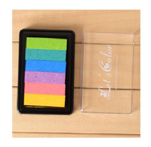 1pc Safety Non-Toxic Ink Pad Rainbow Color Inkpad Rubber Stamp Oil Based for Children's Finger Print DIY Art Kids: D