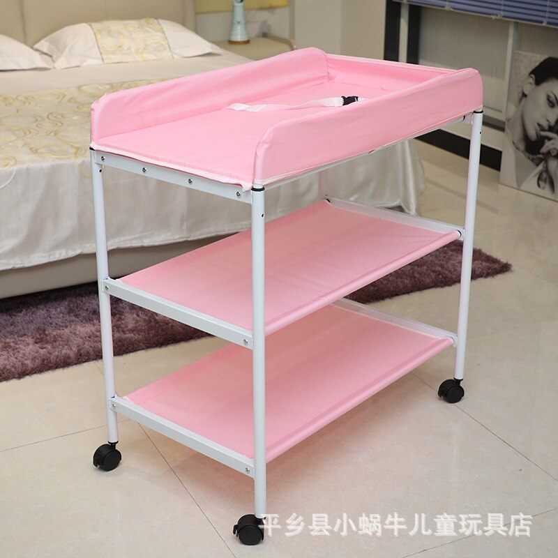 Lazychild Baby Wieg/Cot Baby Luier Veranderende Tafel Kleding Changing Multifunctionele Pasgeboren Baby Care Tafel Opvouwbare Wieg: Pink