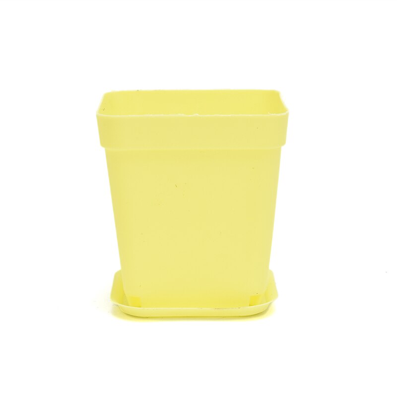 7 väriä saatavilla olevat sakeuttavat kukkaruukut istutusastiat muoviruukut pienet neliönmuotoiset ruukut meheville kasveille: Keltainen