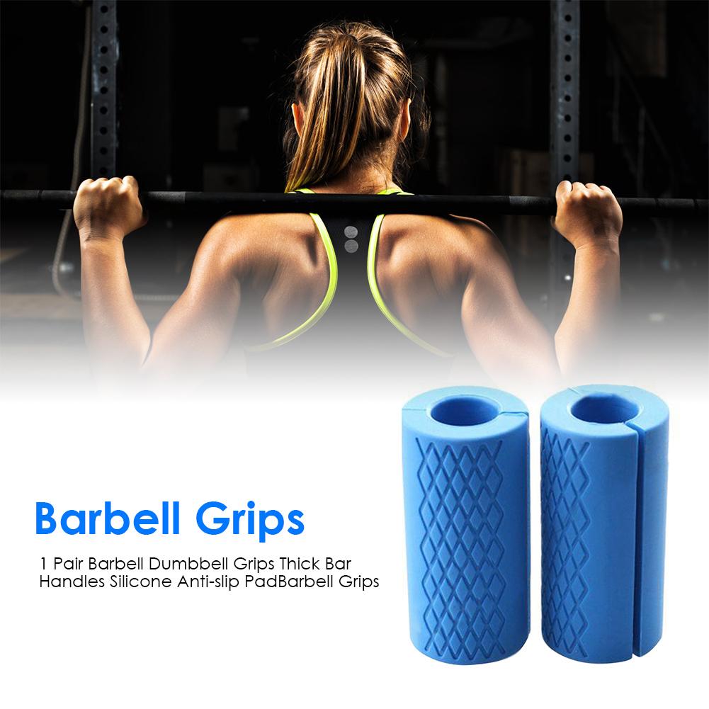1 Pair Barbell Dumbbell Grips Thick Bar Handles Silicone Anti-slip Pad Thick Bar Handles Pull Up Weightlifting Fat Grip