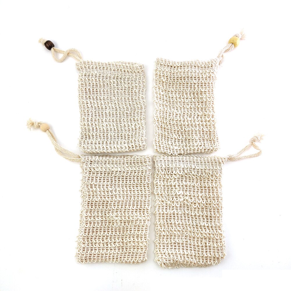 4 st naturlig sisal hampa tvålpåse blisterskum maker mesh tvål nät skummande lätt bubbla mesh påse badrum tvålhållare tvålfodral: 4 st färg blandad