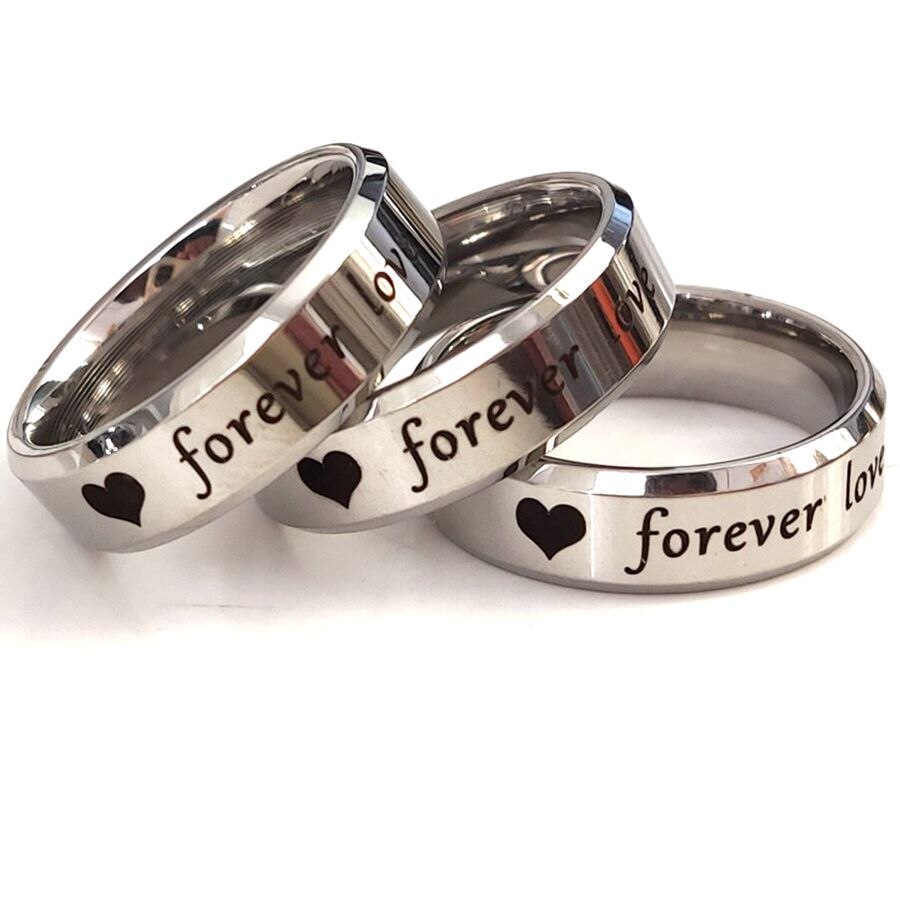 10pcs anello di fidanzamento per matrimonio in acciaio inossidabile per sempre amore acciaio inossidabile 316L 6mm anelli d'argento coppie gioielli Unisex