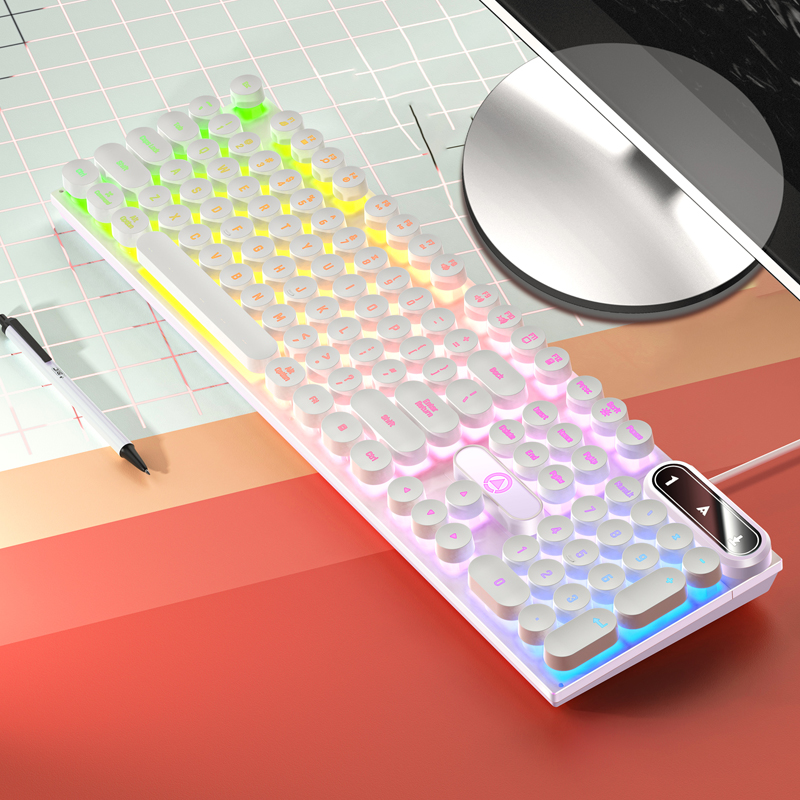 Teclado de oficina con cable USB USB, escritura silenciosa, ergonómico para computadora doméstica/negocios/de escritorio, Compatible con PC/portátil: peltre