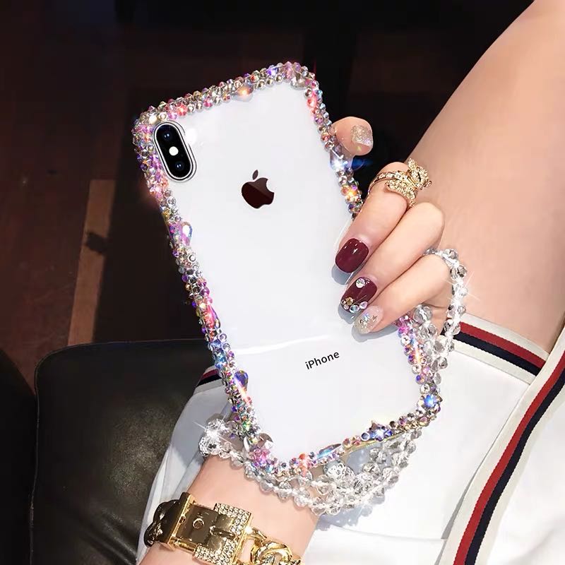 Di lusso di Bling di Cristallo Bello di Diamanti di Strass 3D cassa del telefono morbida per iphone X XR XS 11PRO MAX 7 8 più trasparente funda copertura