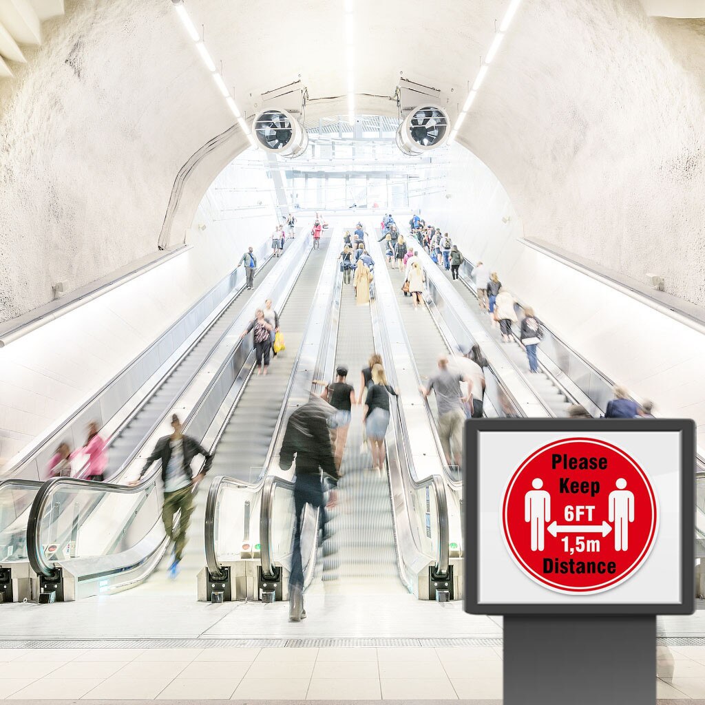 Ground Sign Isolated Label 30cm Please Keep Wait Here Stand Here Keep 6ft In Between Distance Marker Floor Wall Stickers