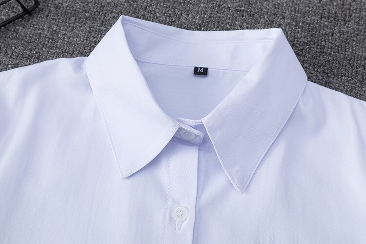 Hhexeron-Camisa blanca de manga corta/larga bordada para niños y niñas, uniformes de escuela secundaria, uniforme Jk