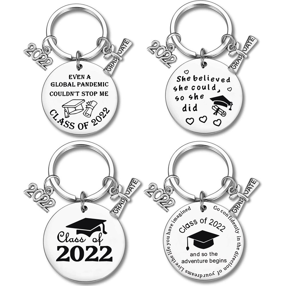 Stainless Steel Graduate Keychain Lettering Class Of 2022 Key Chain pendant Inspirational