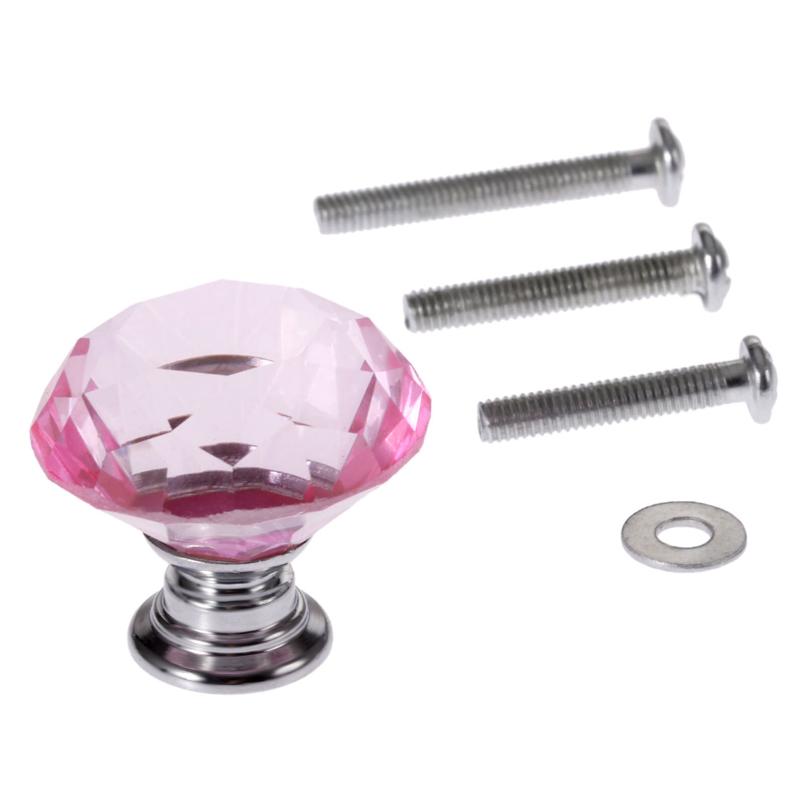 1x rosa diamantformade knoppar i kristallglas garderob skåp dra handtag för dörrhandtag i köksskåp