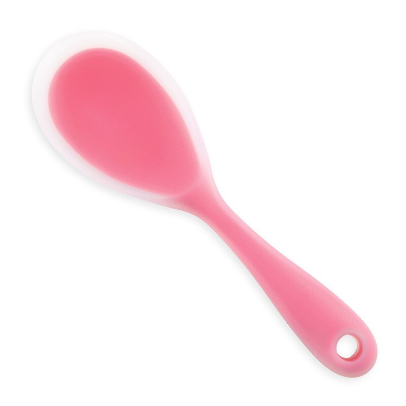 Silicone Rice Spoon Non-stick Silicone Cooking Spoon Anti-scalding Pot Rice High-temperature-resistant Spoon Kitchen Utensil: Pink Silicone Spoon