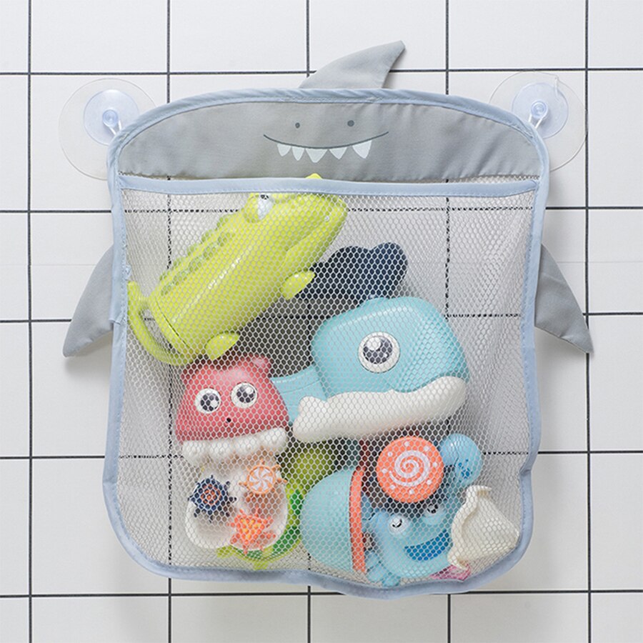 Animal Cute Bath Toys Kids Baby Tidy Storage Suction Bathroom Bathtub Doll Hanging Bag Basket Mesh Storage Bag Water Toys: gray 3