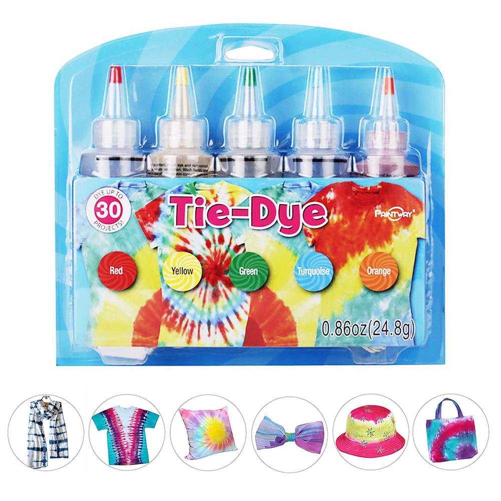 5 farver tie-dye kit permanent et trin kit diy dye kit til stof tekstil håndværk kunst tøj til solo projekter farvestoffer maling: C