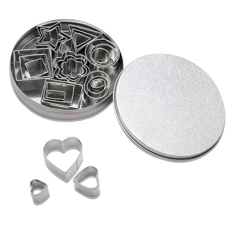 Cookie Cutter Rvs 24 Stuks Cookie Cake Snijders Met Doos Diy Mini Cookie Cutter Met Hart Star E-vorm Ellips: Default Title