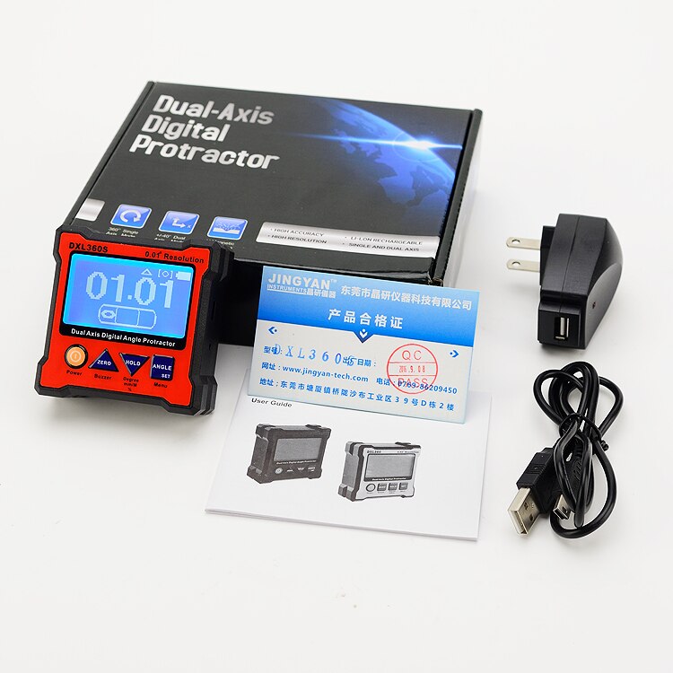 DXL360S Dual Axis Digital Angle Protractor with 5 Side Magnetic Base High-precision Dual-axis Digital Display Level Gauge