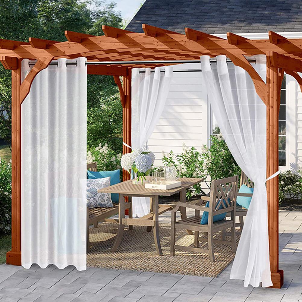 Wit Waterdichte Pavilion Gordijnen Zon Blokkeren Gordijnen Voor Slaapkamer Veranda Pergola Cabana Patio Roestvrij Grommet Top
