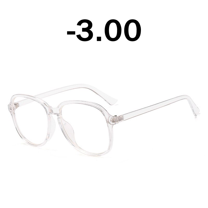 Elbru gennemsigtige runde briller klart stel kvinder brille nærsynethed briller briller stel nørd optiske stel klar: Klar  -3.00
