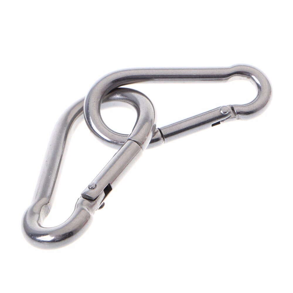 304 Stainless Steel Spring Carabiner Snap Hook Keychain Quick Link Lock Buckle
