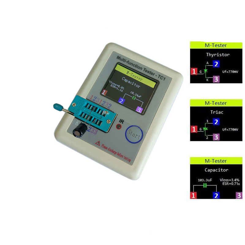 LCR-TC1 Transistor Tester TFT Diode Triode Capacitance Meter ESR NPN PNP MOSFET