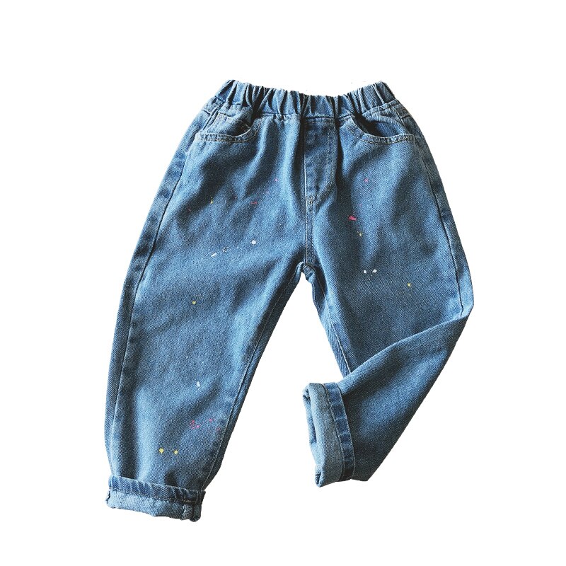 Casual Loose Kids Denim Pants Spring Autumn Elastic Waist Girls Boys Jeans 1-6 Years Old Children Trousers