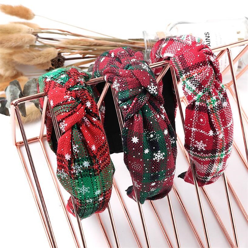 Europese stoffen haarbanden voor vrouwen, kerstfeest stoffen hoofdband, strik knoop haaraccessoires, gezichtswas haarband