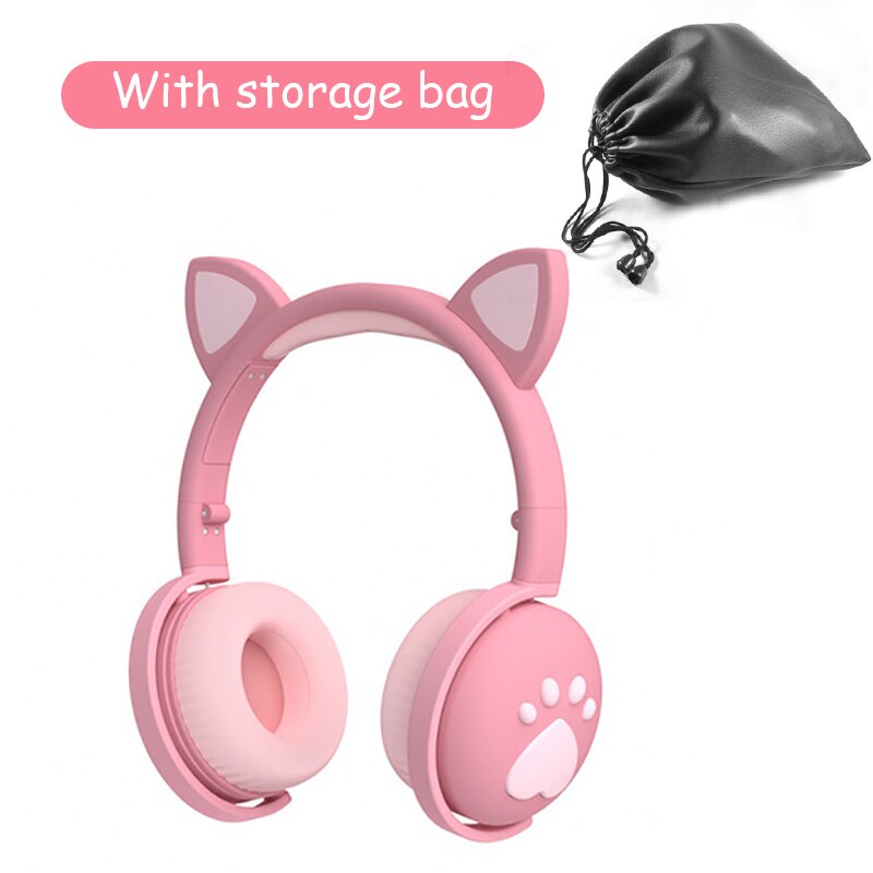 Draadloze headhand gamer roze kattenoor bluetooth 5.0 fone de ouvid schattige  ps4 telefoon pc met microfoon 3.5mm gaming telefoon  ps4 overear gamer: Roze