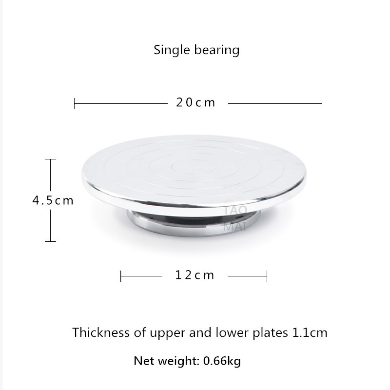 Pottery Aluminum Alloy Double-sided Turntable Sculpture Pottery Clay Handmade Model Platform Pottery Wheel Modeling Turntable: 20 cm Single bearing