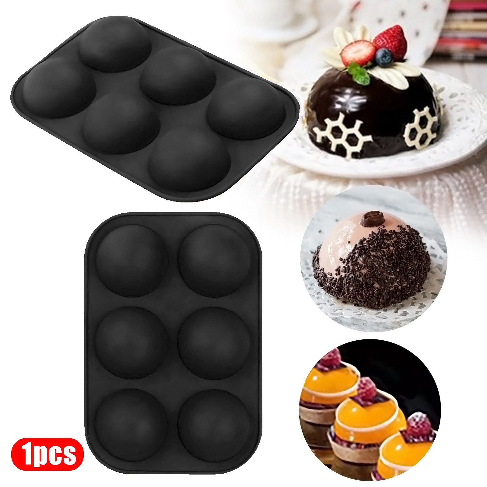 Keuken Gereedschap Half Bol Siliconen Zeep Mallen Bakvormen Taart Decoreren Gereedschappen Pudding Jelly Chocolade Fondant Ball Shape Mould: 1pcs