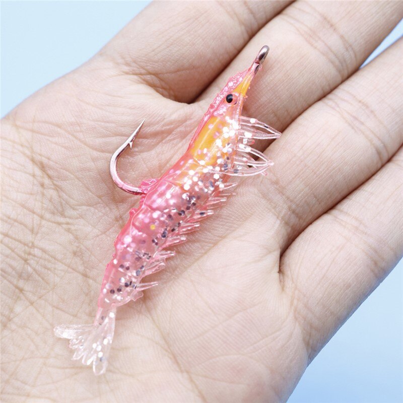 1/3 pçs 3g-60mm 4 cores luminoso camarão lula noite pesca lula jigs isca baixo suave peixe equipamento equipamento equipamento acessórios