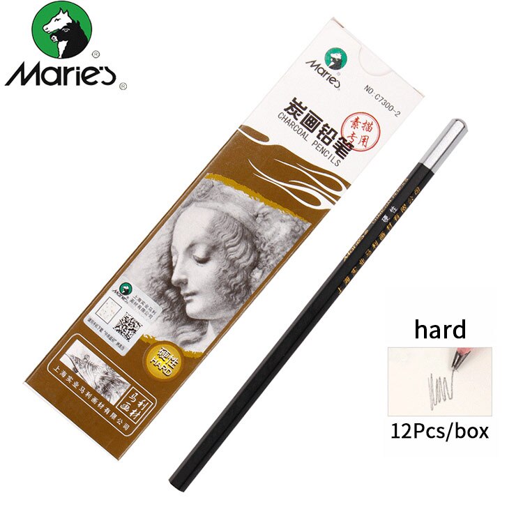 Marie's 12Pcs Sketch Pencil Set Sketching Drawing Kit Wood Charcoal Pencil For Painter School Students Art Supplies: hard