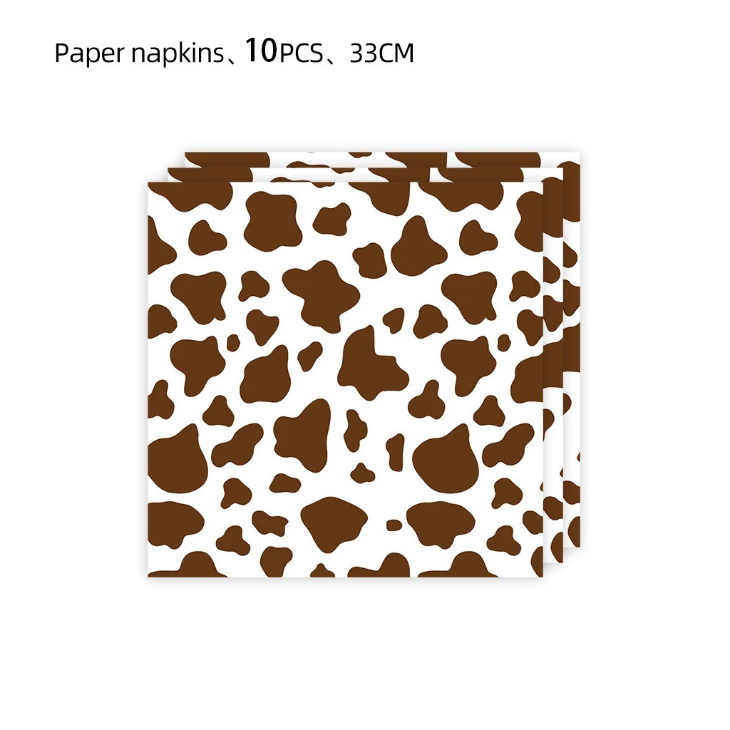 Engangsservise med høylandsfe-tema for 10 gjester, brun ku, papirtallerkener, servietter, kopper, happy holy cow, bursdagsfestdekorasjoner: Oliven