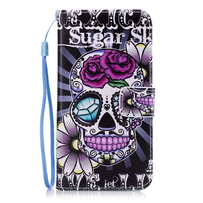 Funda de cuero con tapa para Huawei, carcasa suave tipo billetera para Huawei Y5 II 2 Y5II / Y6 ii Compact CUN-U29 CUN-L21, Honor 5A CUN-L01 CUN U29 L21: Rose skll