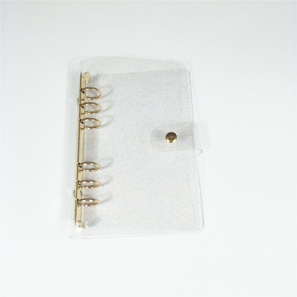 A5/a6 6 ringbind glitter pailletter løst blad notesbogsomslag guld rosa guld ringe mappe ringbind ring kawaii papirvarer: Gylden / A6