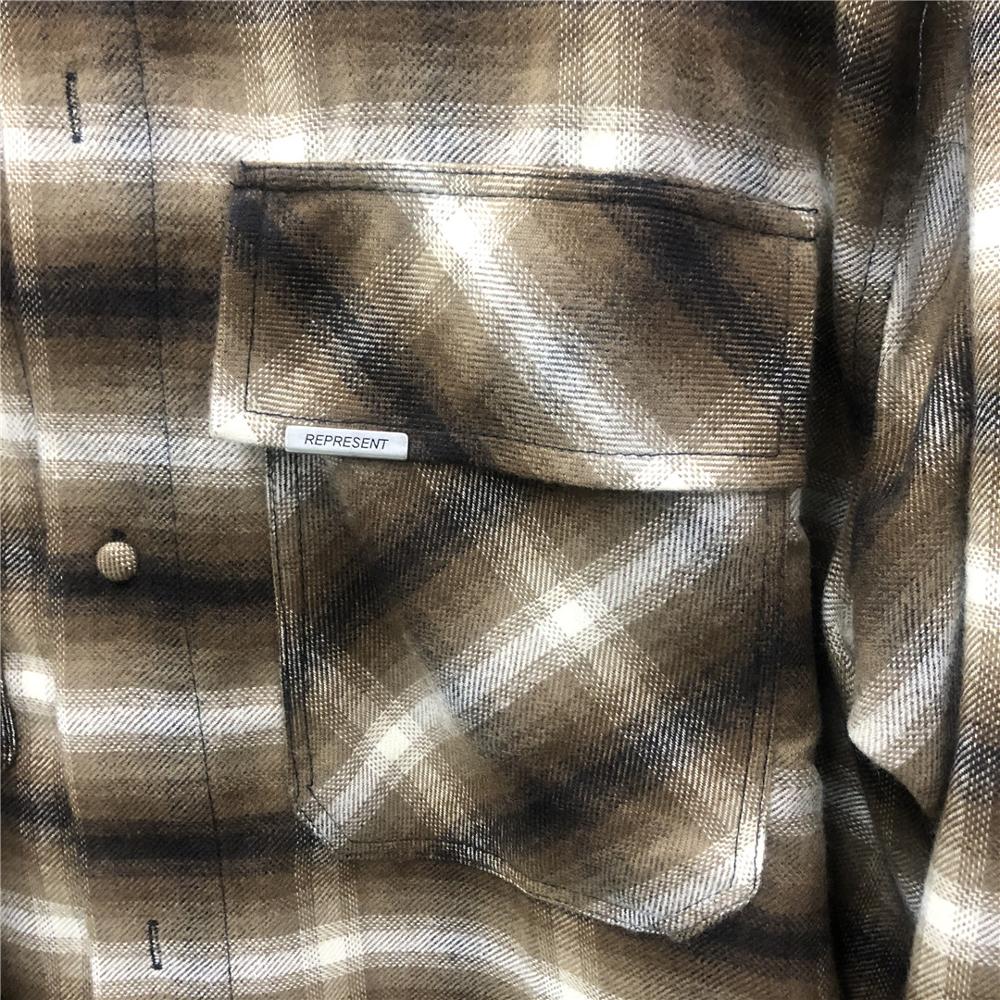 20fw repræsenterer flanellskjorte mænd kvinder lidt overdimensionerede repræsenterer skjorter klassisk brun rutet bluse inde i mærket