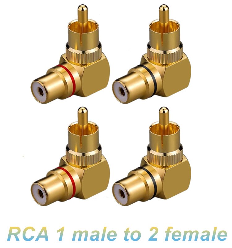 Gold Plated AV Audio Splitter Plug RCA Adapter 1 Male to 2 Female F connector