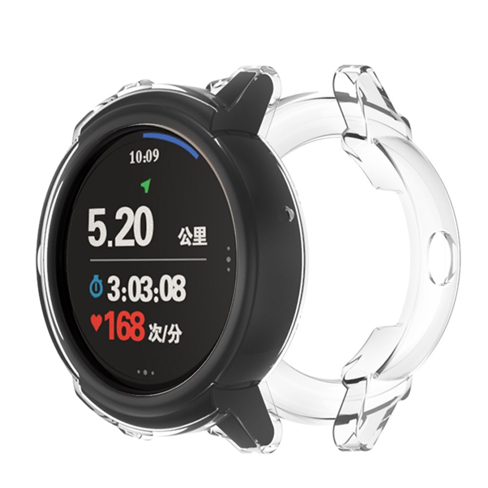 Mjukt silikonfodral för ticwatch e smart watch skyddsfodral bumper för tic watch e klocka skydd pansar slim plätering tpu skal: Transparent