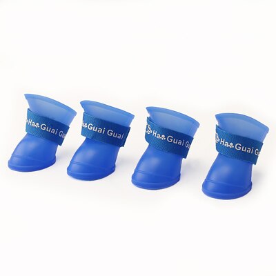 XL/XXL 4pcs/set Pet Shoes Dog Waterproof Rain Boots Rubber Candy Color Large Dog Shoes: Blue / XXL
