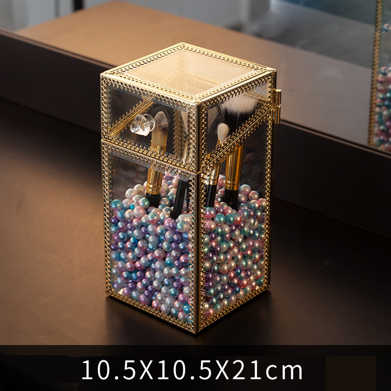 Opbergdoos Stofdicht Glas Opbergdoos Grote Capaciteit Lipstick Cosmetische Organizer Home Decoratie Make Container Opslag Lade: F