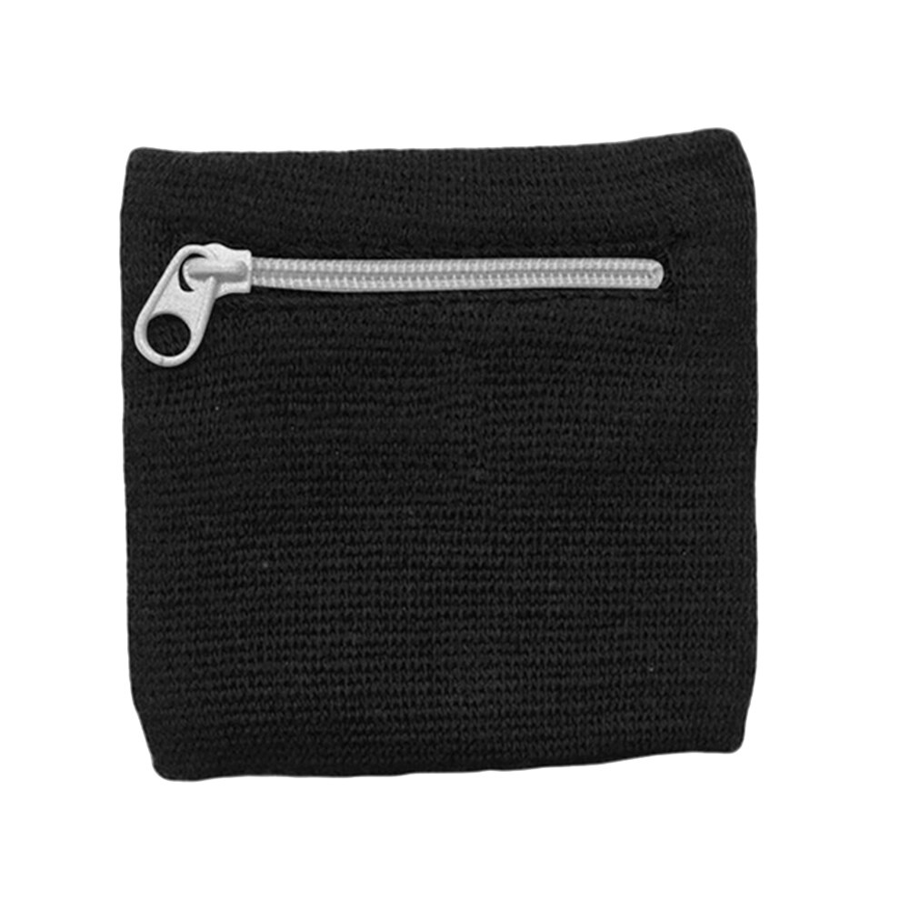Mini pulsera deportiva con cremallera, monedero, porta llaves, bolsa de muñeca de algodón, novedad: Negro