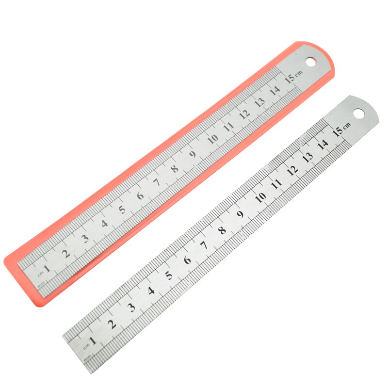 Double Side Straight Ruler 15cm and 6 Inch Stainless Steel Measuring Straight Ruler Tool Office School Stationery