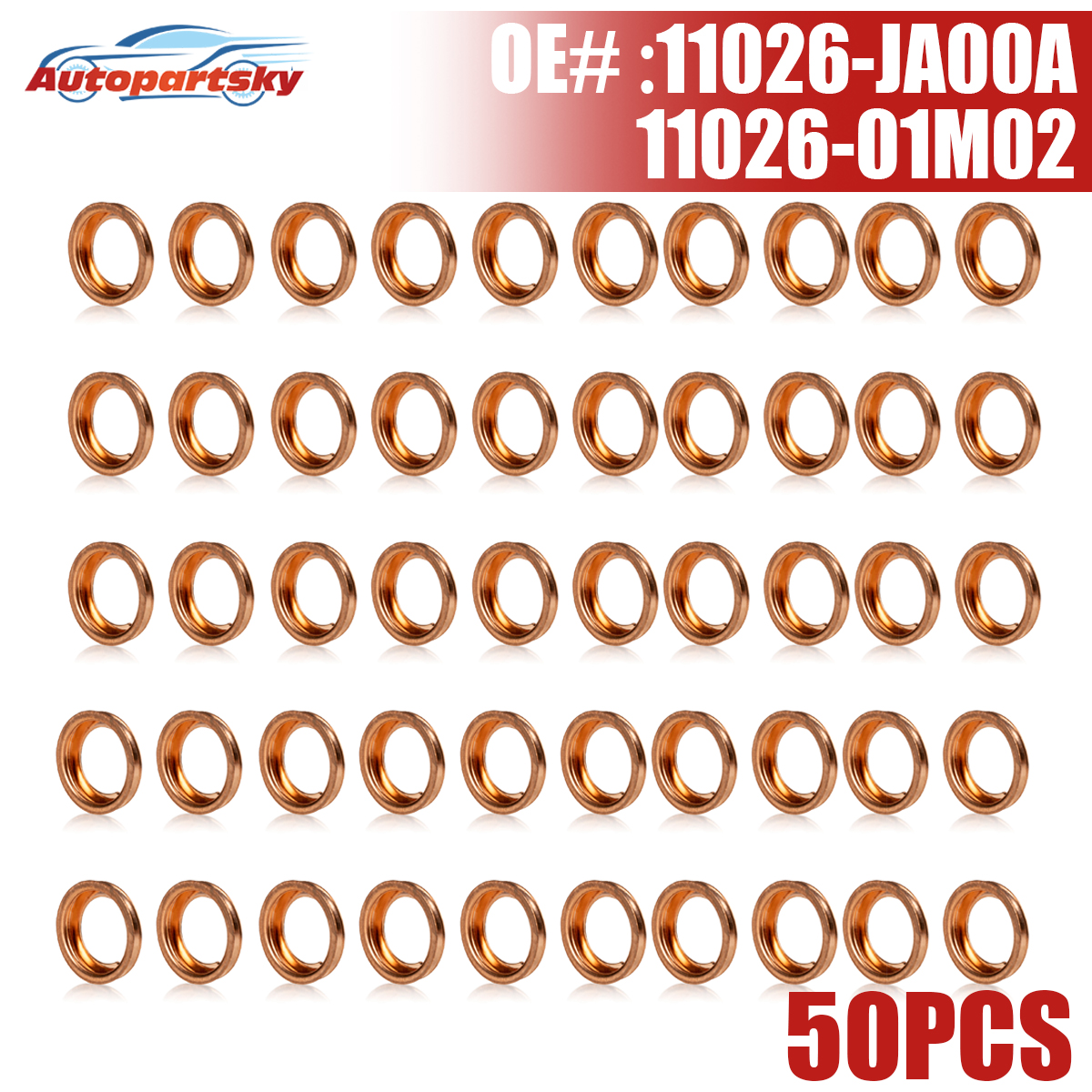 50 Stuks Olieaftapplug Crush Washer Pakkingen Voor Infiniti Voor Nissan 370Z Altima Frontier 11026-JA00A 11026-01M02 11026JA00A