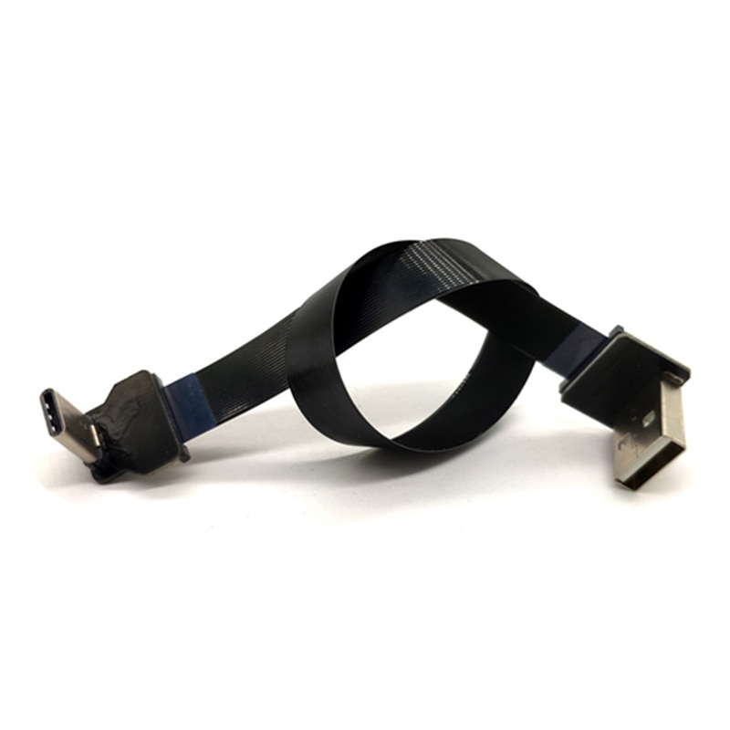 5 to 80 Cm Flat ribbon usb metal cable 90 degree Mini Type C Male to Male Type A Right Angled UP ffc ultra thin cable