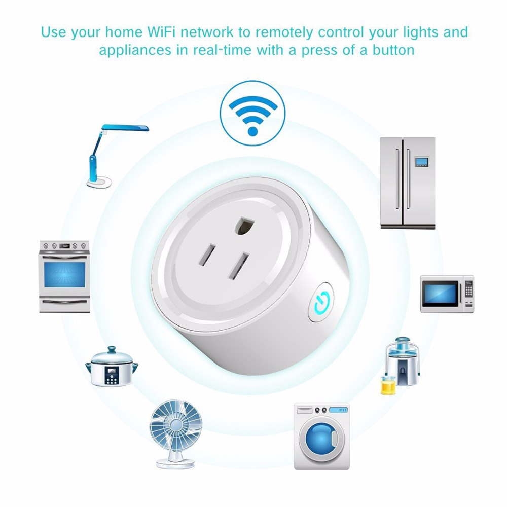 Portable Intelligent Automatic Mini Socket Wifi Plug with ON/OFF Switch Wi-Fi Enabled App Remote Control Wireless Timer